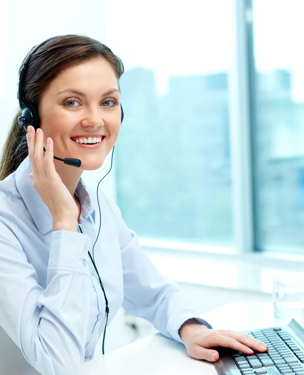 Happy professional answering calls with headset